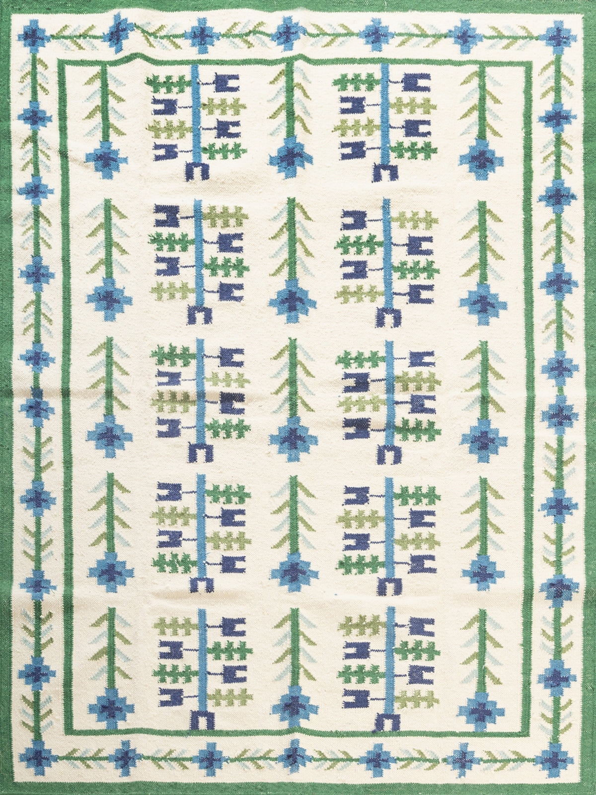 Celestial Garden Flatweave Rug wool rug in multicoloured tones