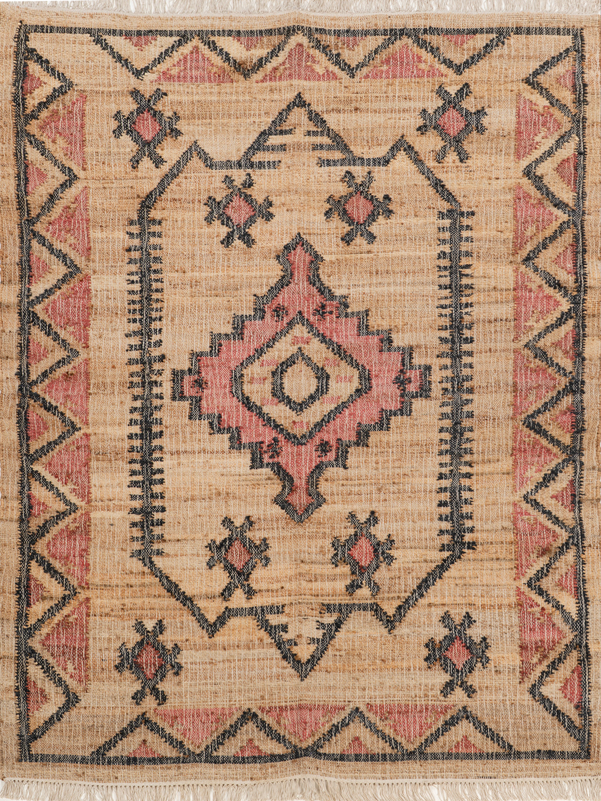 Charcoal Geometric Jute Rug jute rug in grey tones