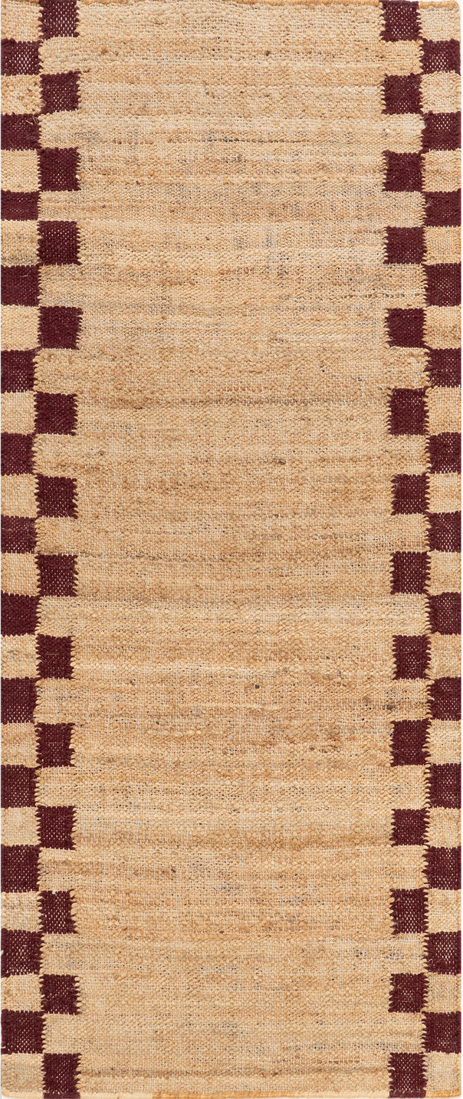 Checkerboard Border Jute Runner in jute