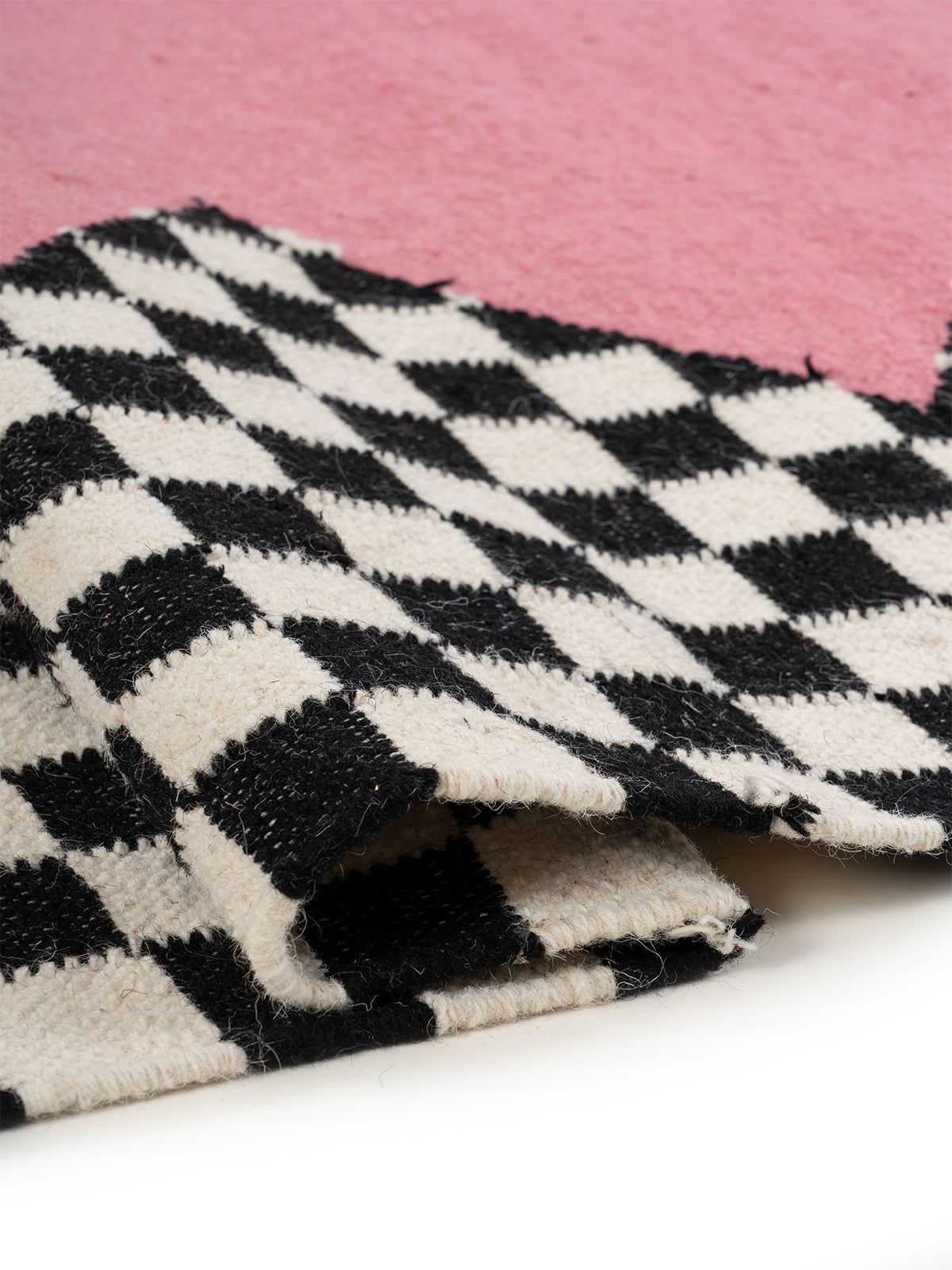 Checkerboard Zigzag Flatweave - texture detail showing wool surface