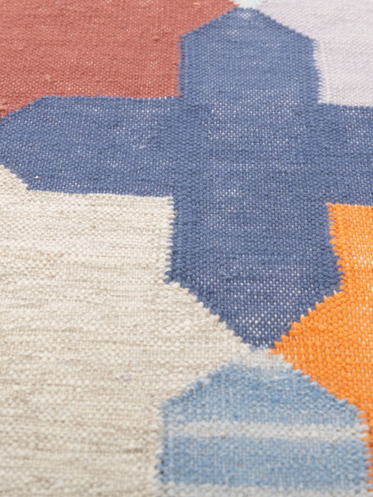 Chroma cotton Flatweave Rug - texture detail showing cotton surface