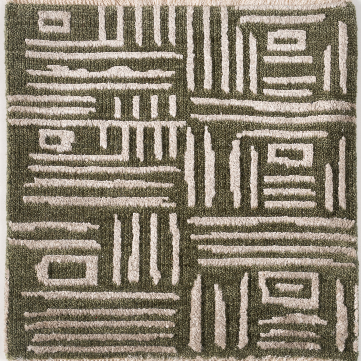 Cipher : Moss Code bamboo silk rug in green tones