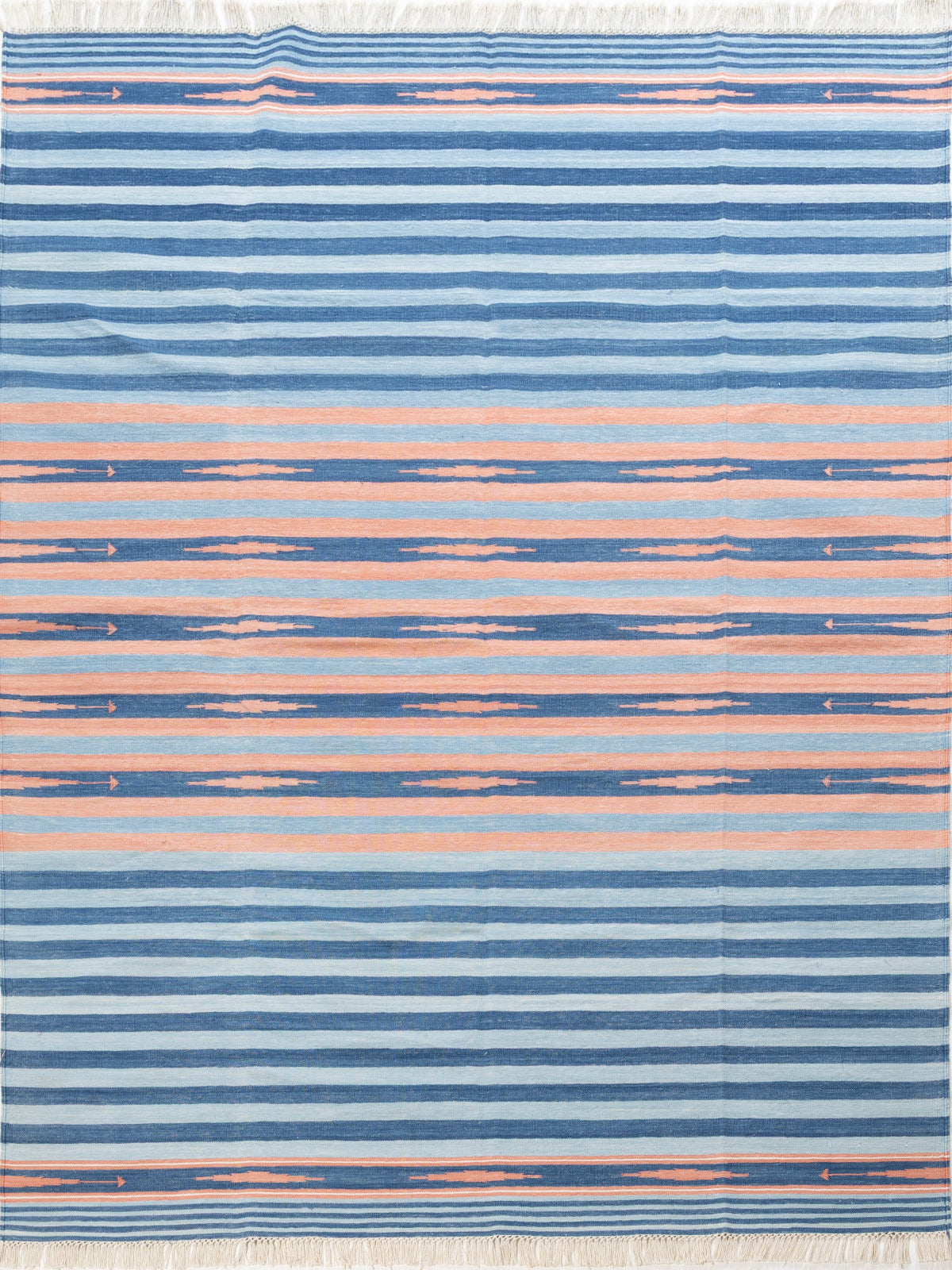 Coastal Dusk Stripe Dhurrie Rug cotton rug in blue tones