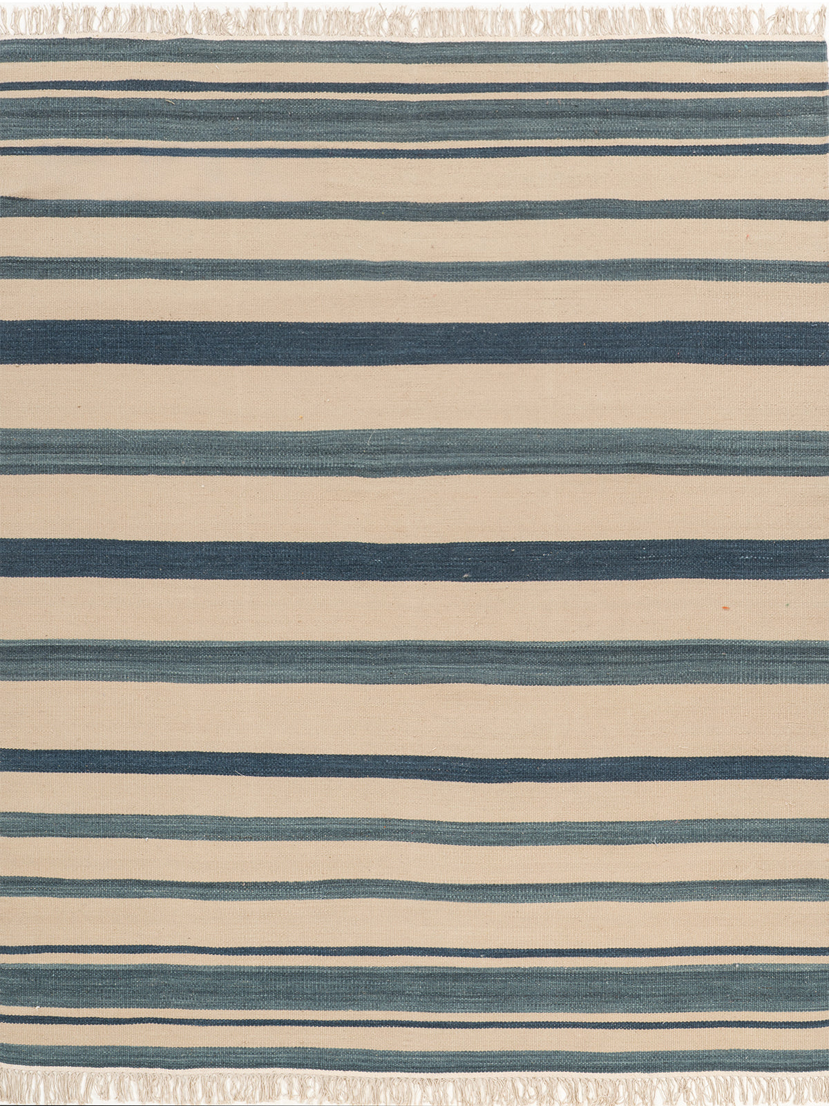 Coastal Stripe Flatweave Rug wool rug in blue tones