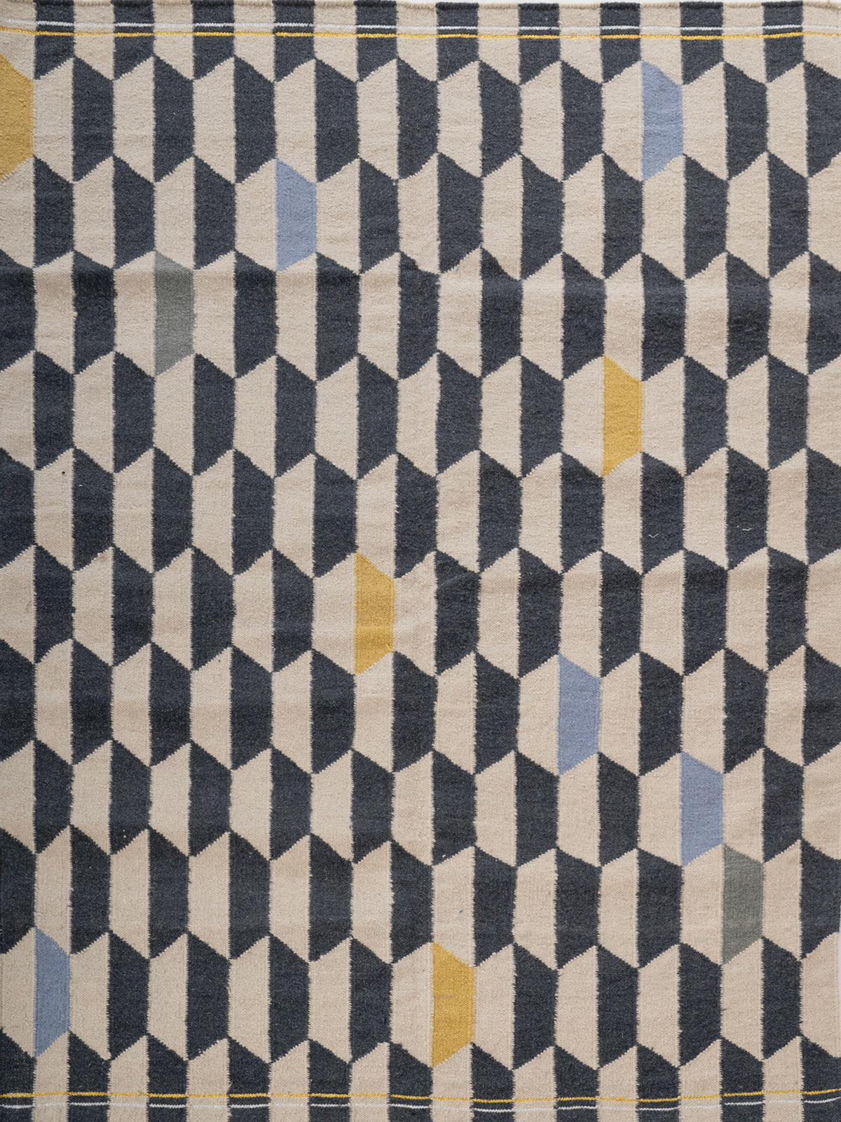 Cubist Reverie Flatweave Rug cotton rug in multicoloured tones