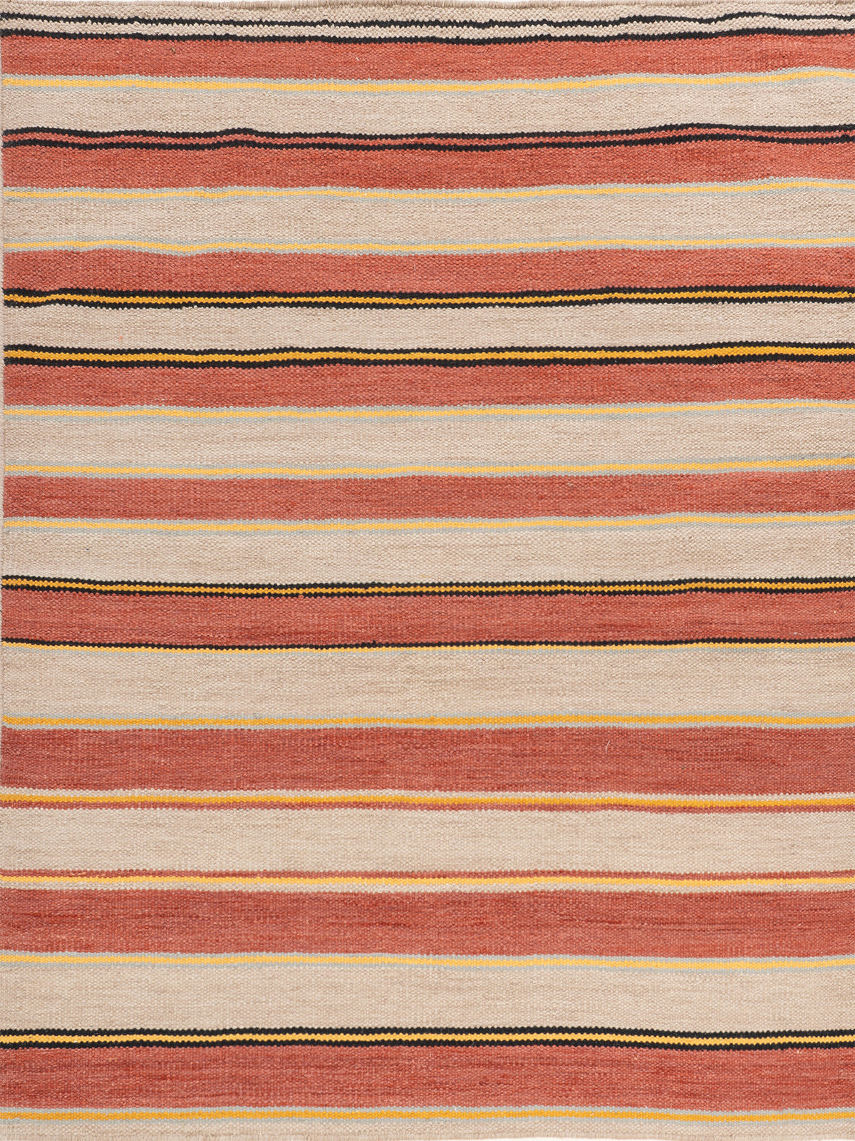 Desert Sunset Stripe Wool Flatweave wool rug in red tones