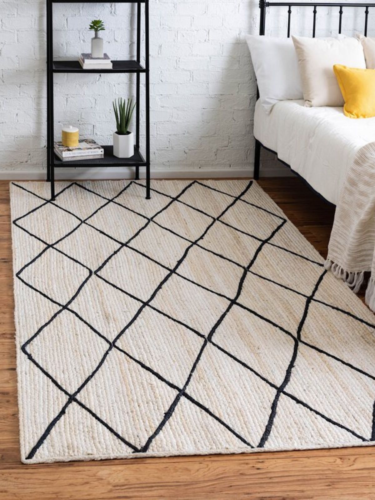 Dodoma braided area rug-Ivory cotton rug styled in a living room interior with timber and linen