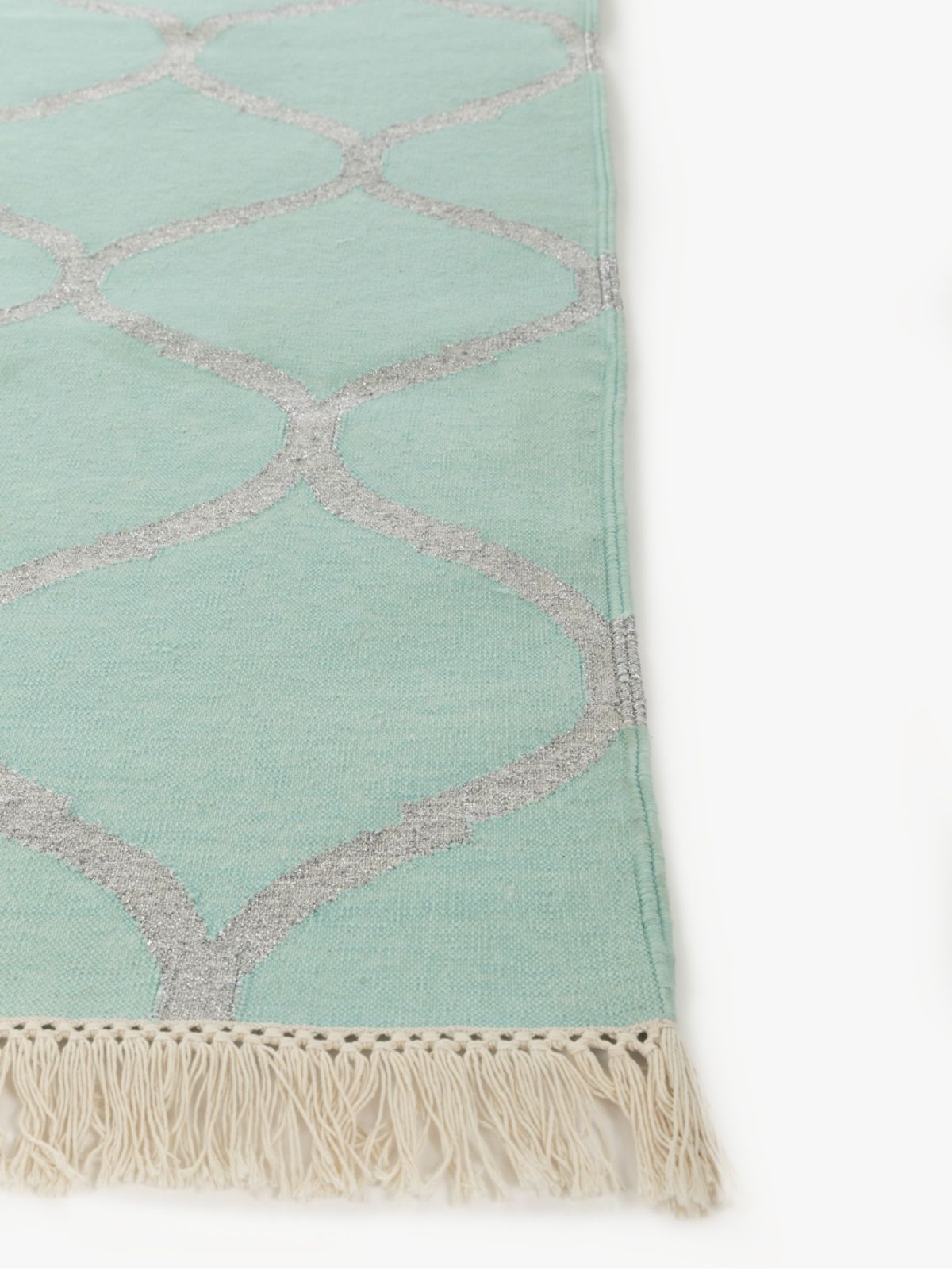 Dream Ogee Rug-Teal - additional product view showing the wool rug