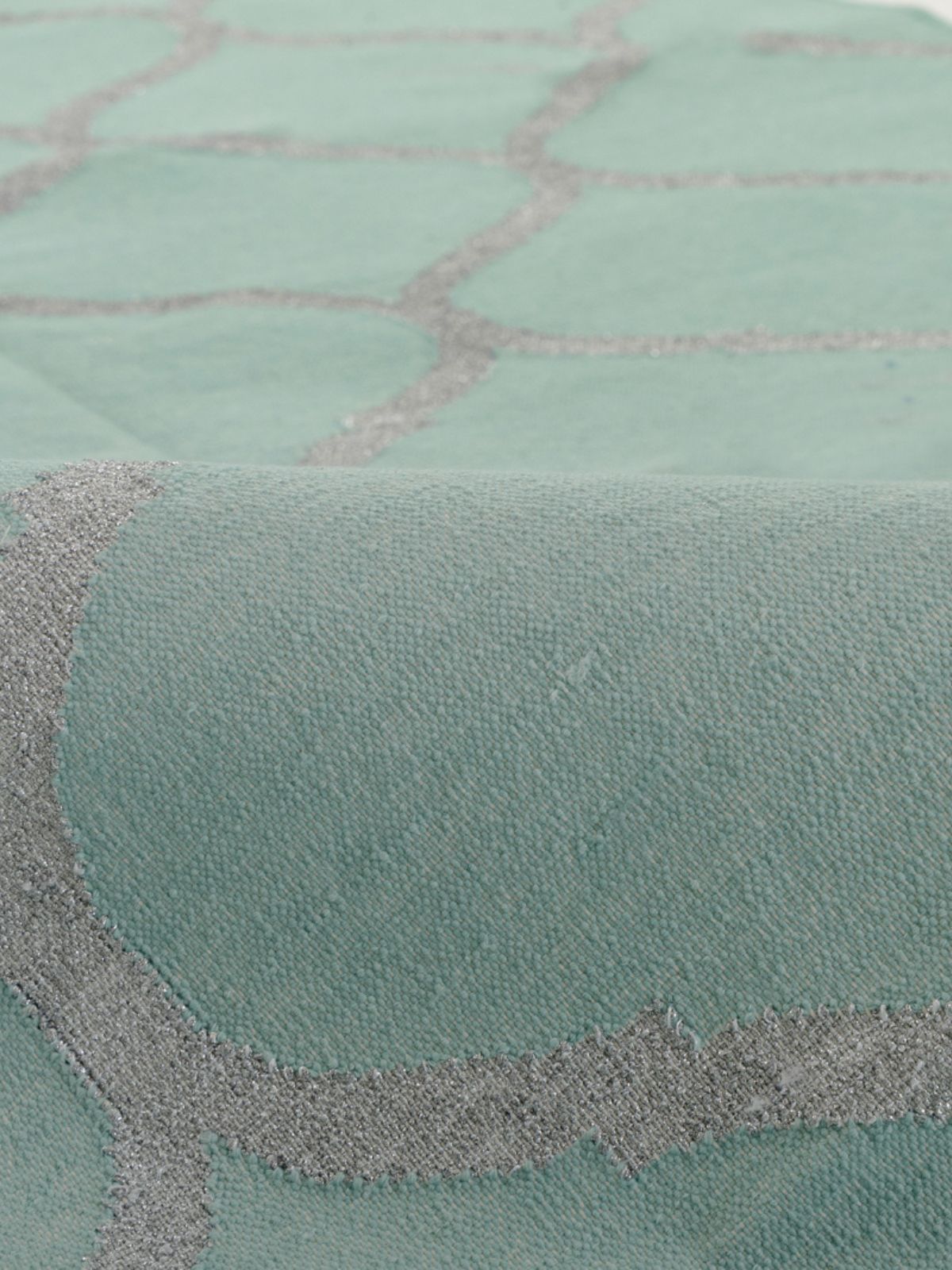Dream Ogee Rug-Teal detail of the geometric pattern in wool