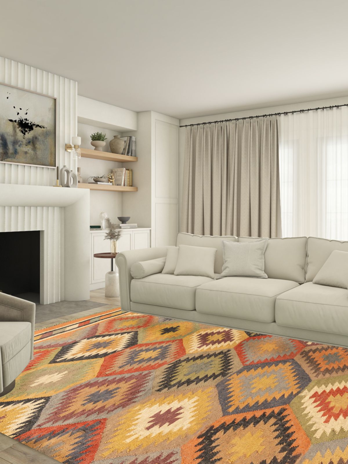 Eclectic Essence Kilim Rug - additional product view showing the cotton rug