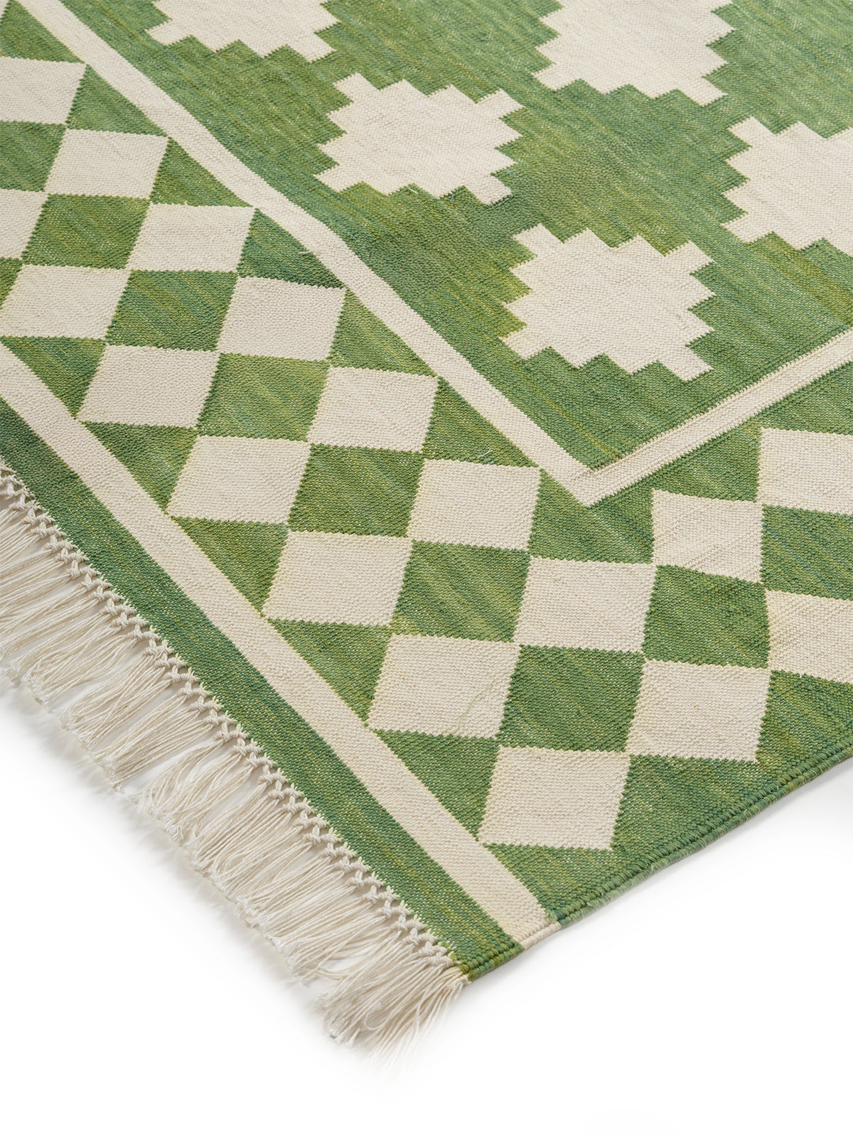 Emerald Echo close-up showing the cotton weave and geometric motif