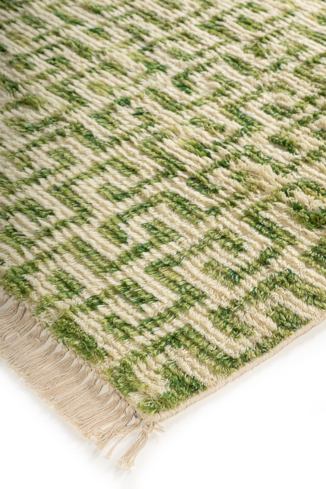 Emerald Maze Wool Rug close-up showing the wool weave and geometric motif