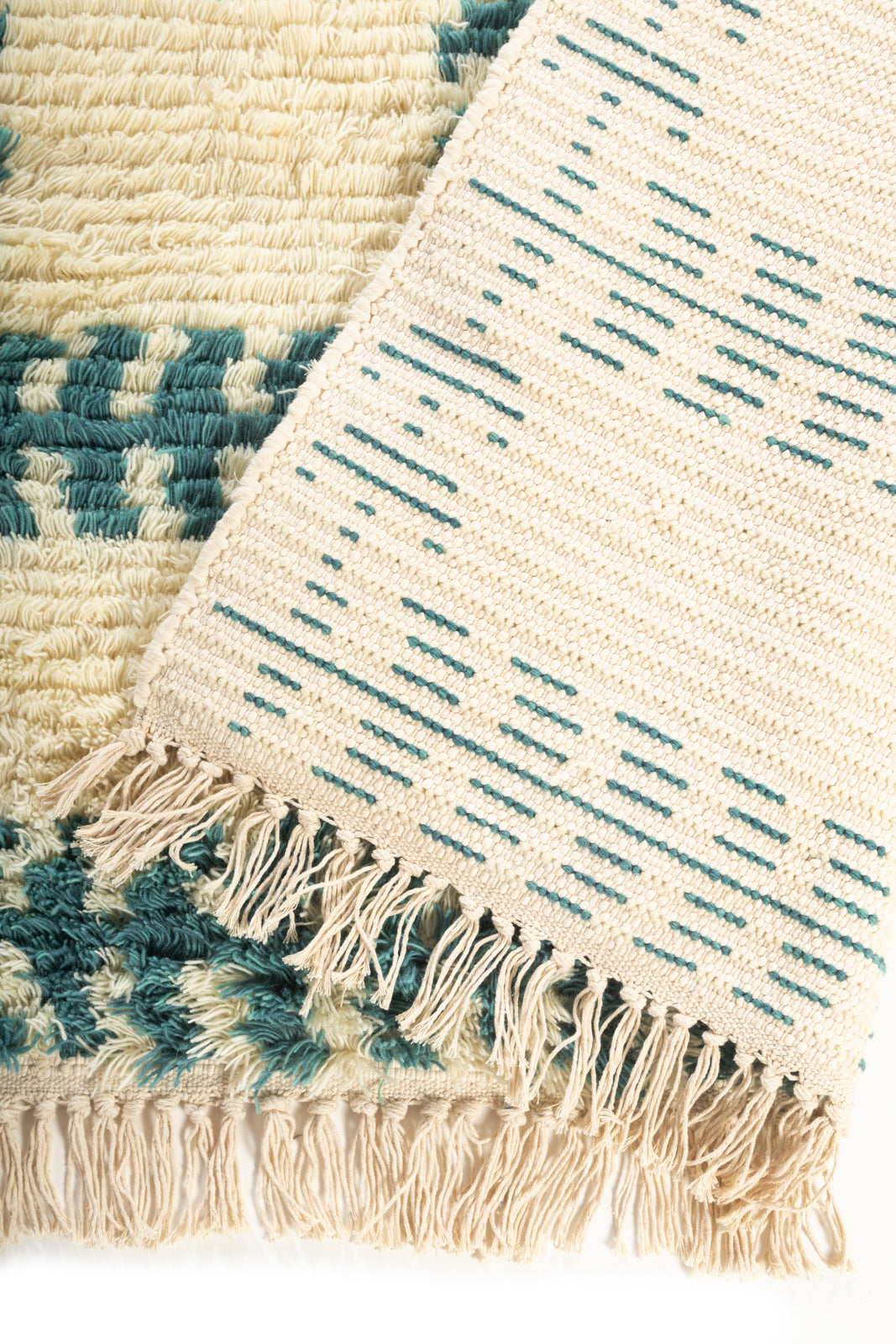 Emerald Weave Wool Rug detail showing the textured wool surface and finishing