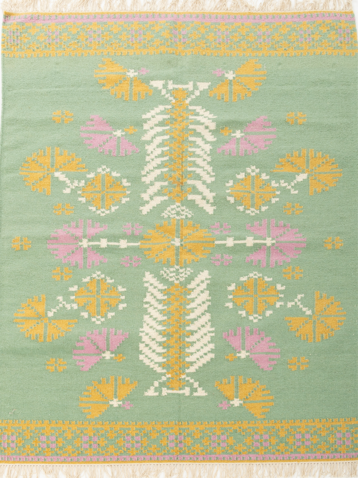 Enchanted Eden Flatweave Rug cotton rug in green tones