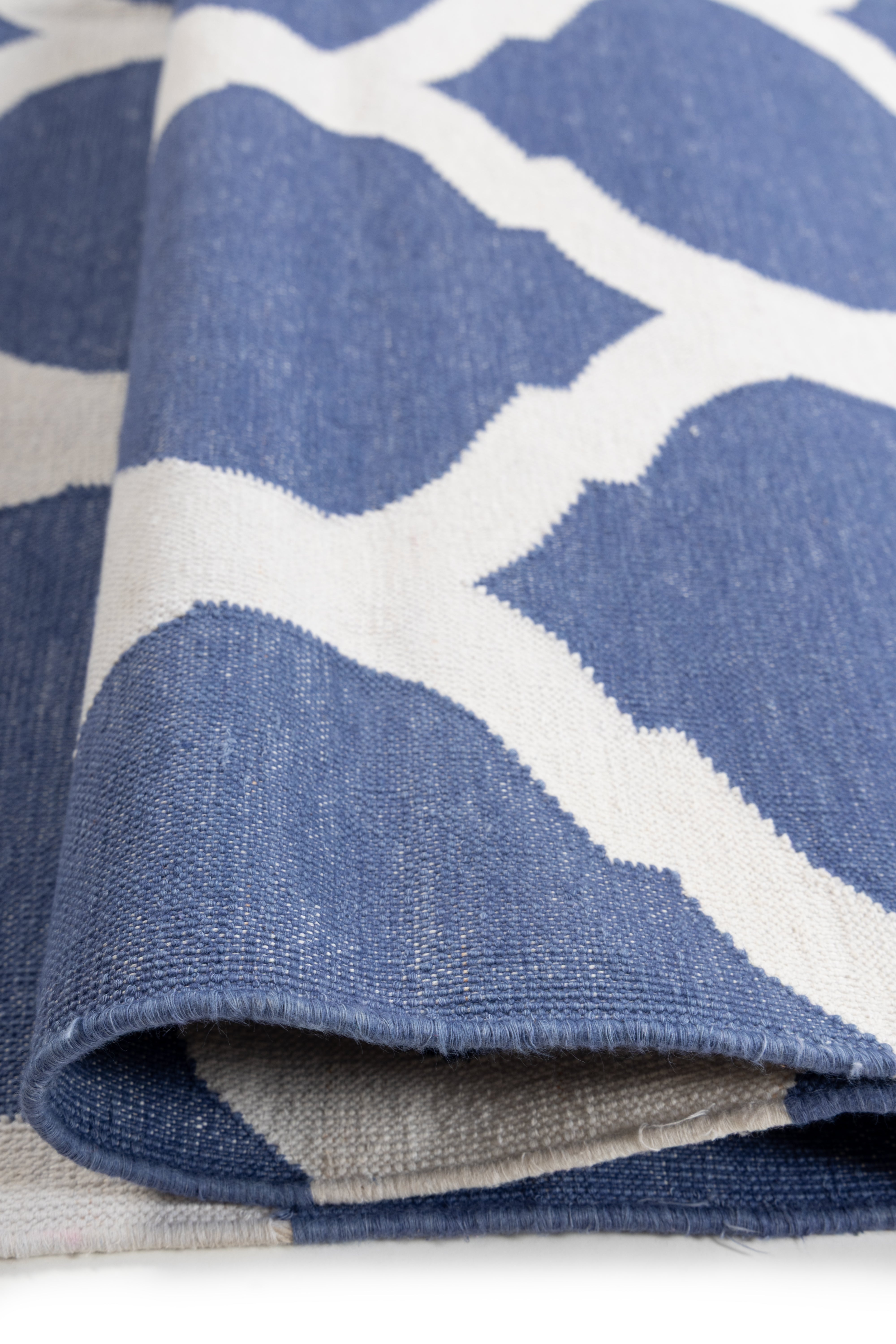 Enchantment cotton Flatweave Rug-Blue - texture detail showing cotton surface