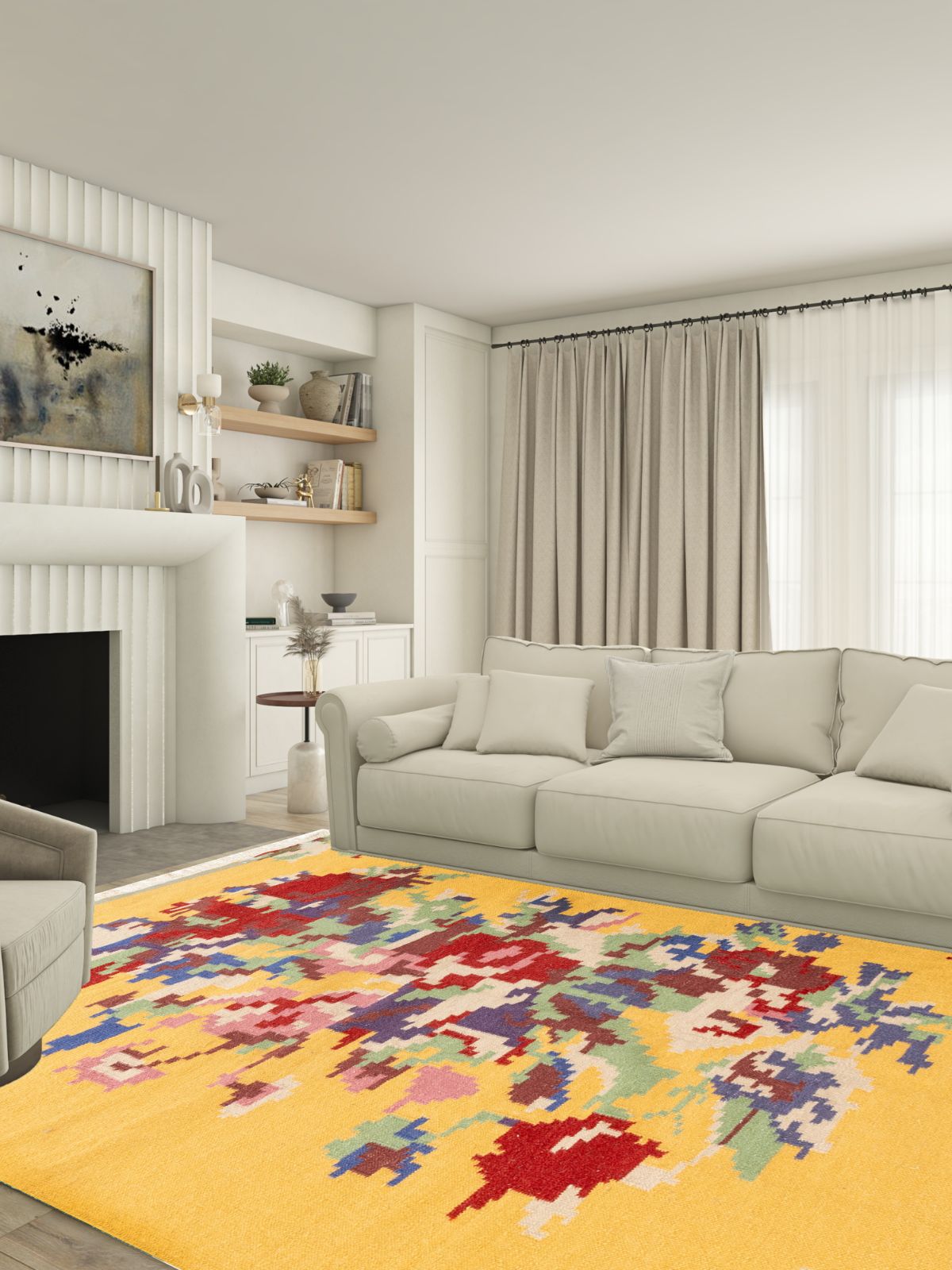 Floral Fiesta Tapestry Rug - additional product view showing the wool rug