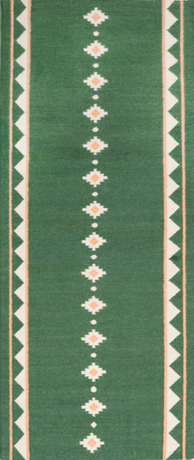Forest Ember Dhurrie Runner in cotton