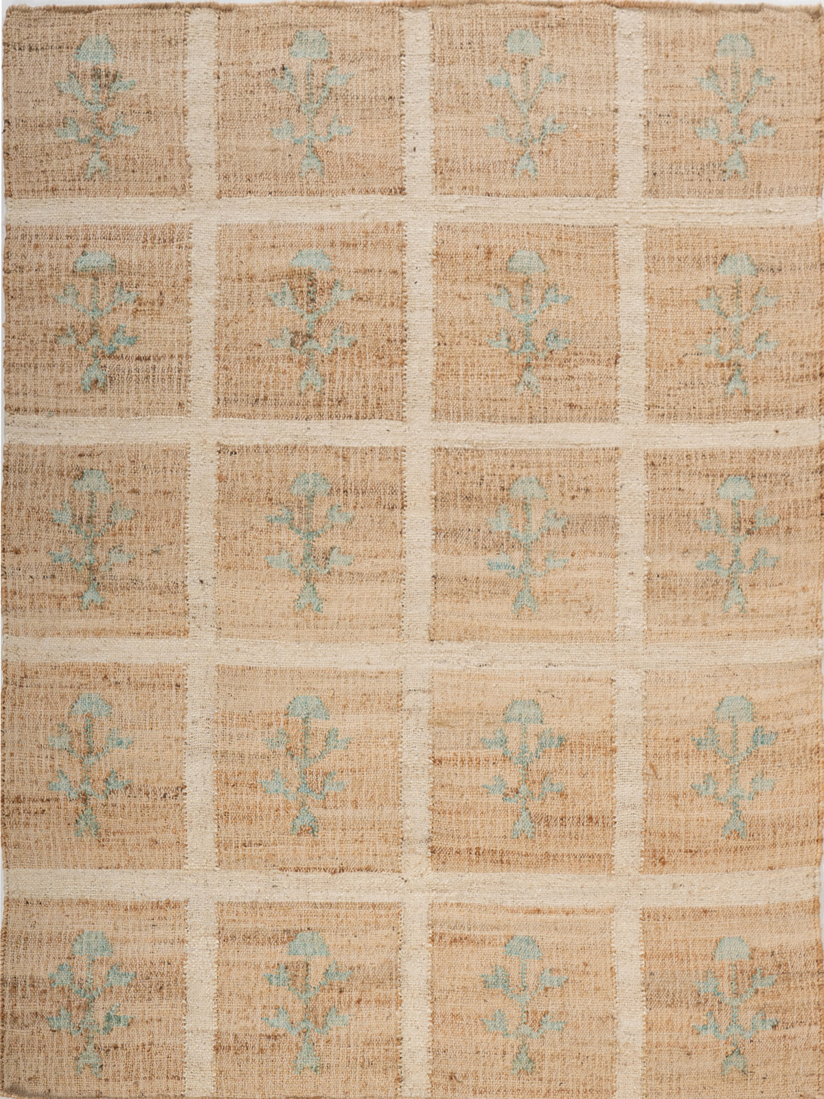 Forest Grid Jute Rug jute rug in green tones