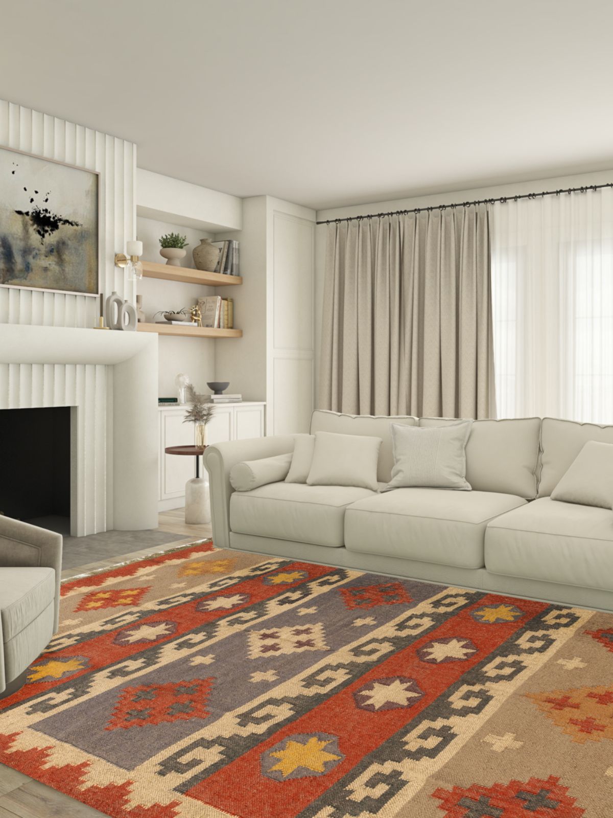 Garnet Glow Kilim Rug - additional product view showing the cotton rug