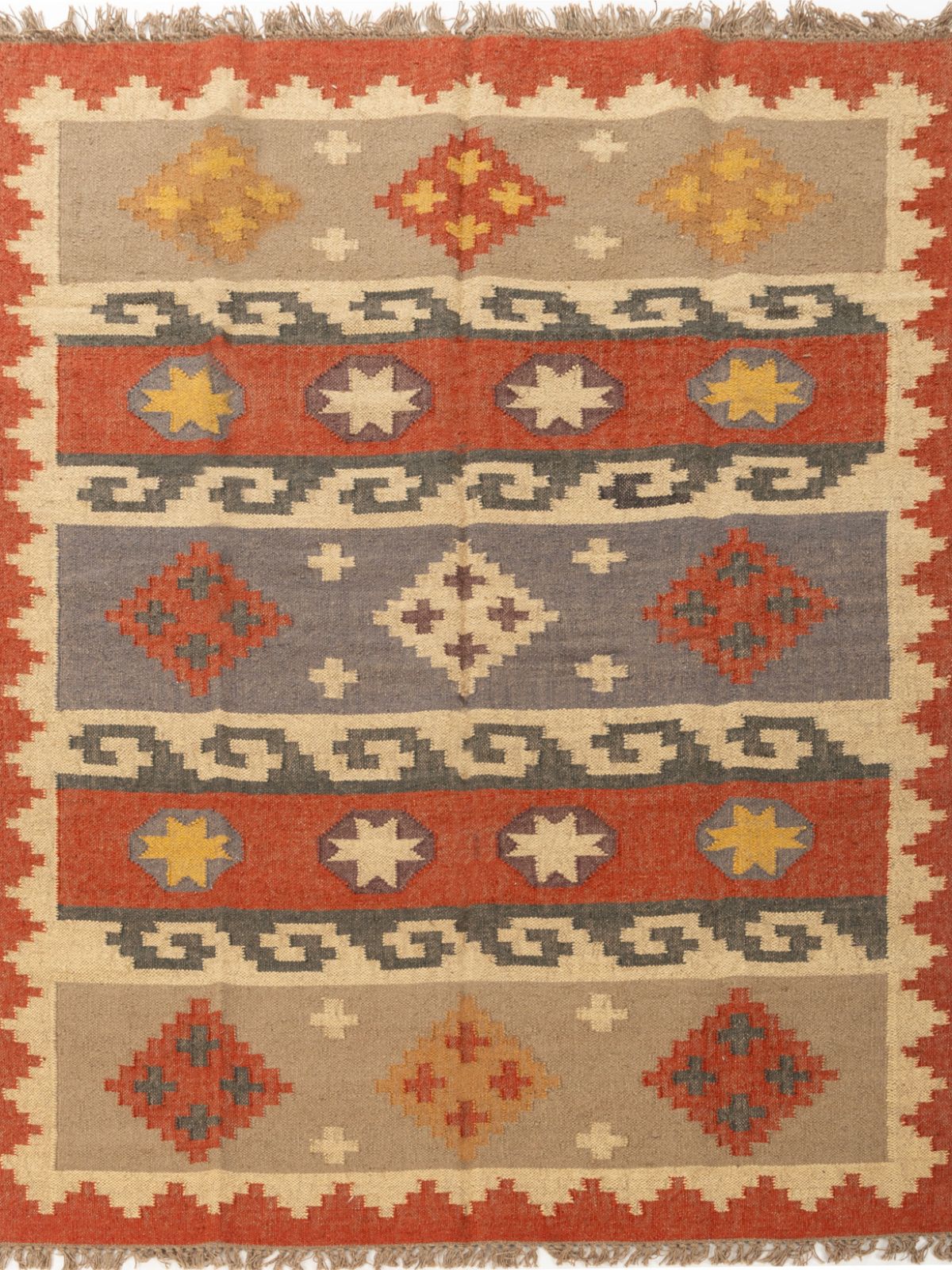 Garnet Glow Kilim Rug cotton rug in multicoloured tones