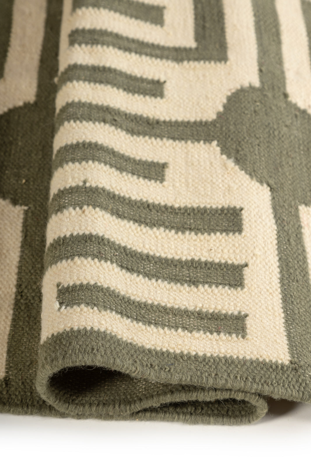 GeoEssence Wool Flatweave Rug - texture detail showing wool surface