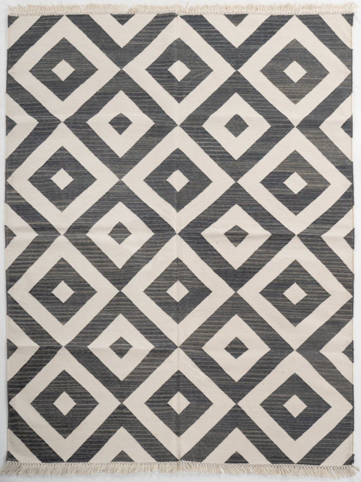 Geometric Diamonds Flatweave Cotton Rug cotton rug in multicoloured tones