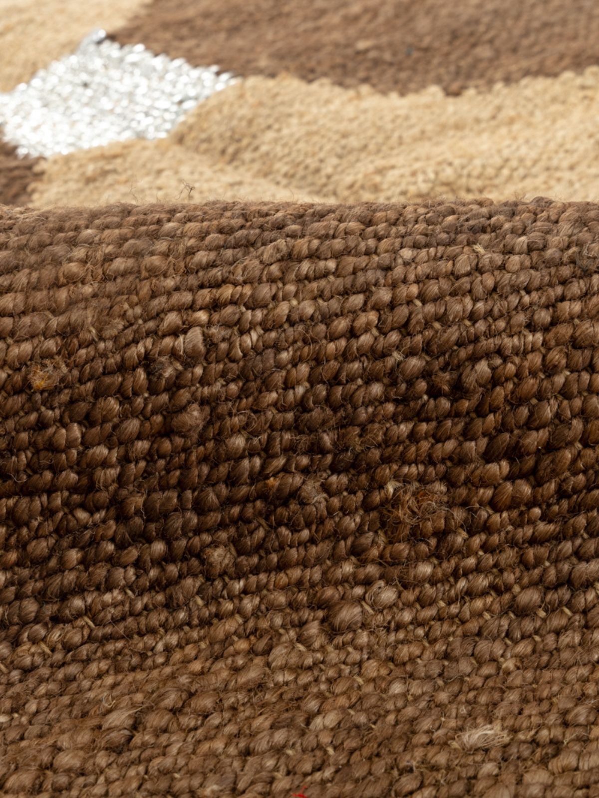 Geoweave Jute Rug-Monochrome detail of the geometric pattern in jute
