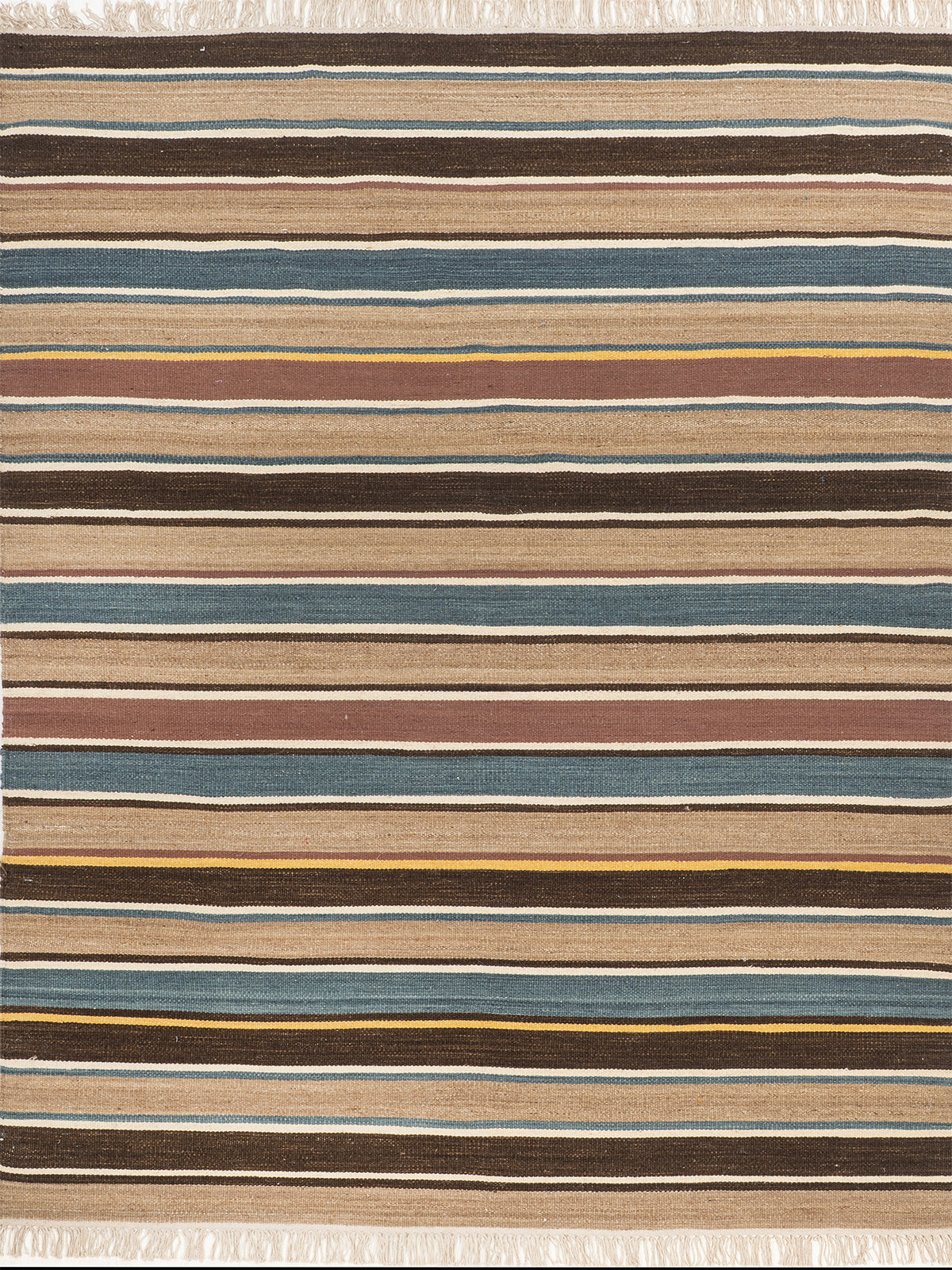 Global Stripe Wool Kilim Rug wool rug in multicoloured tones