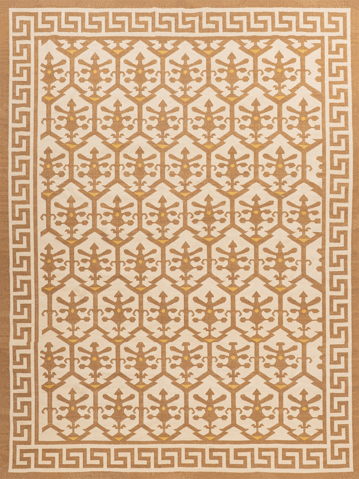 Golden Greek Vine Legacy wool rug in yellow tones