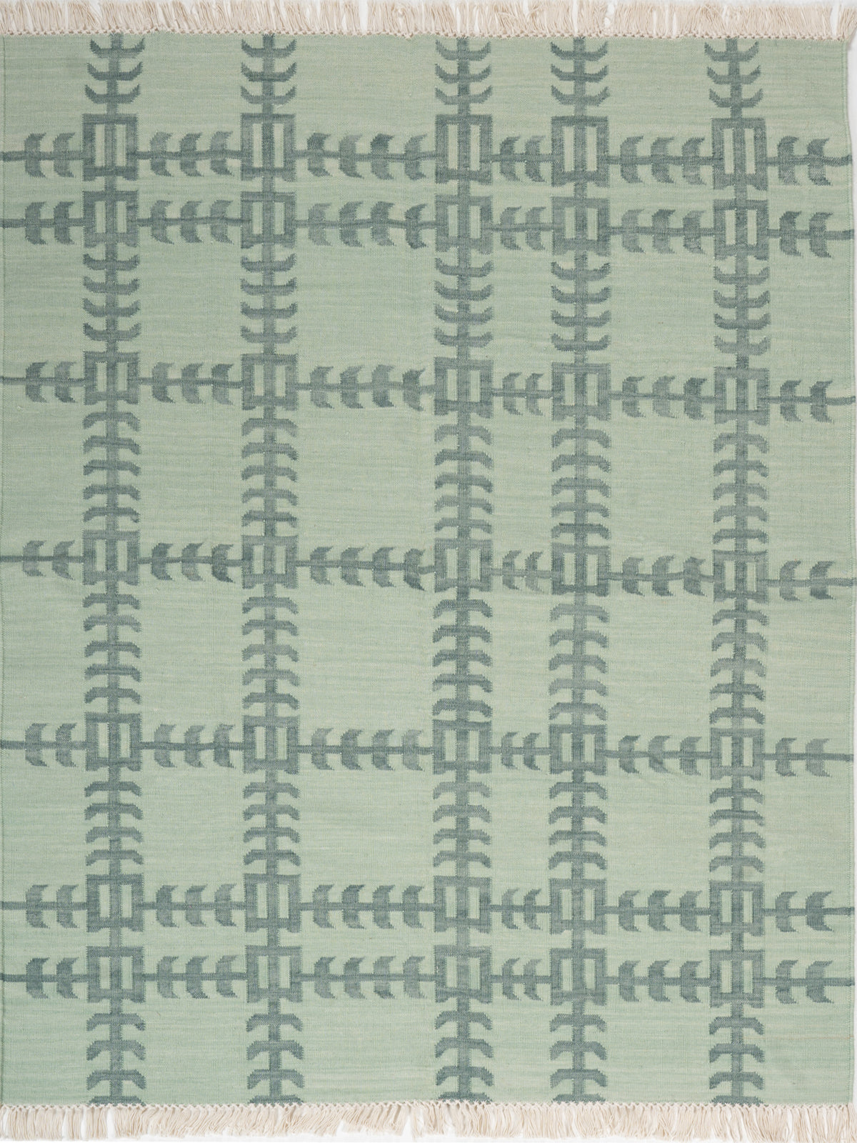 Gridline Flatweave Rug cotton rug in neutral tones, overhead view