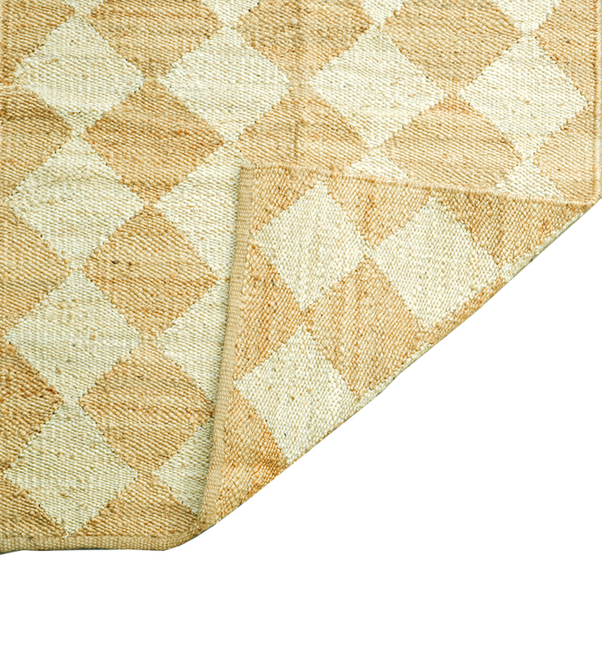Hampton Harlequin Handwoven Hemp Rug detail of the geometric pattern in hemp