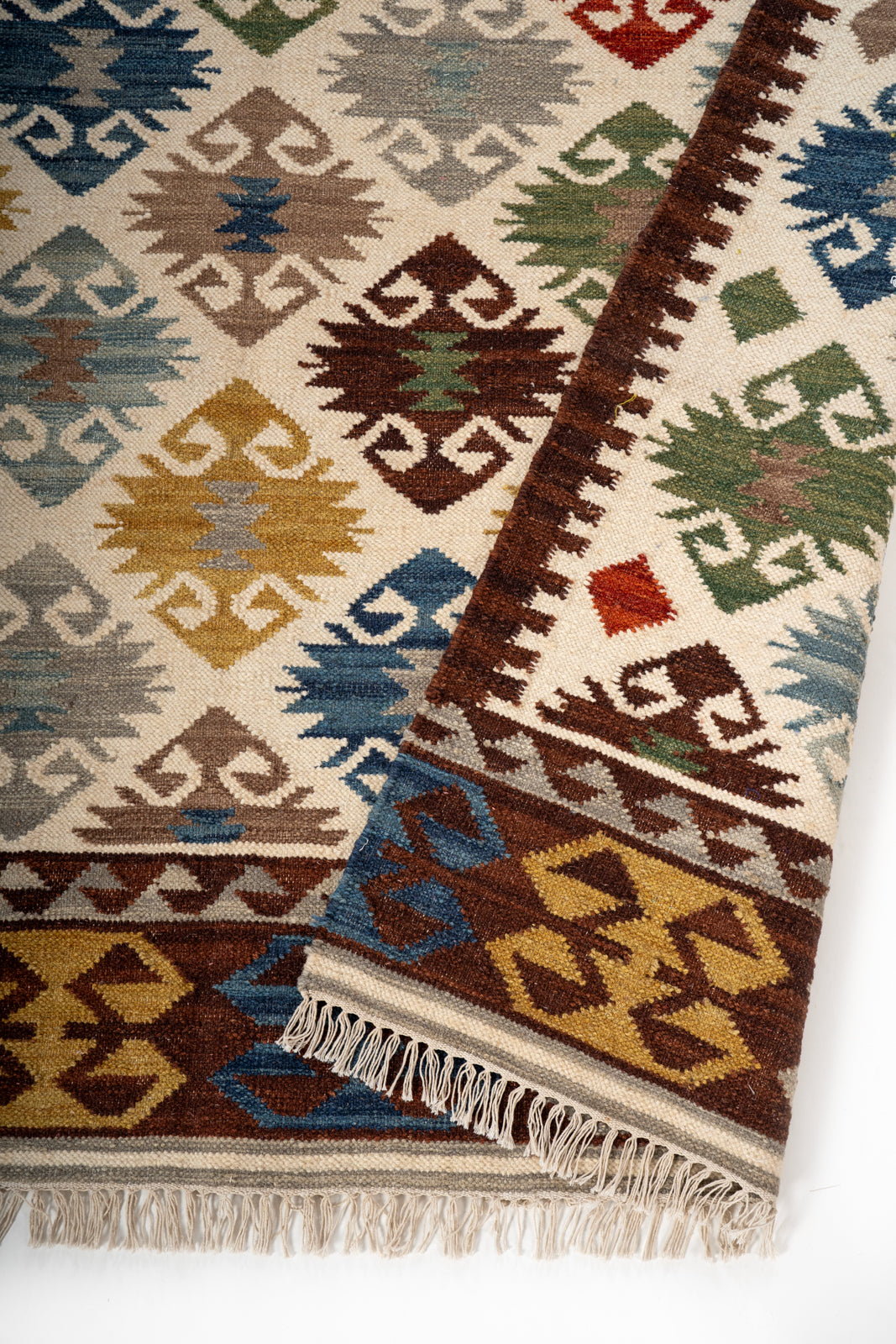 Harvest Mosaic Wool Rug detail of the geometric pattern in wool
