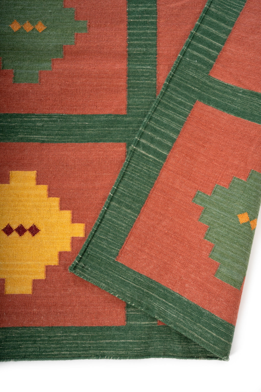 Heritage Mosaic Flatweave Wool Rug detail of the traditional motif in wool