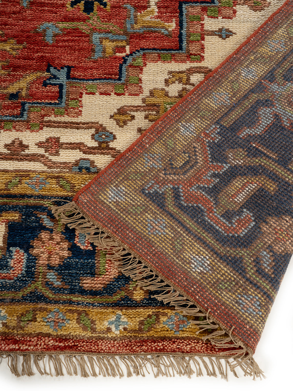 Imperial Medallion Wool Rug detail of the traditional motif in handspun wool
