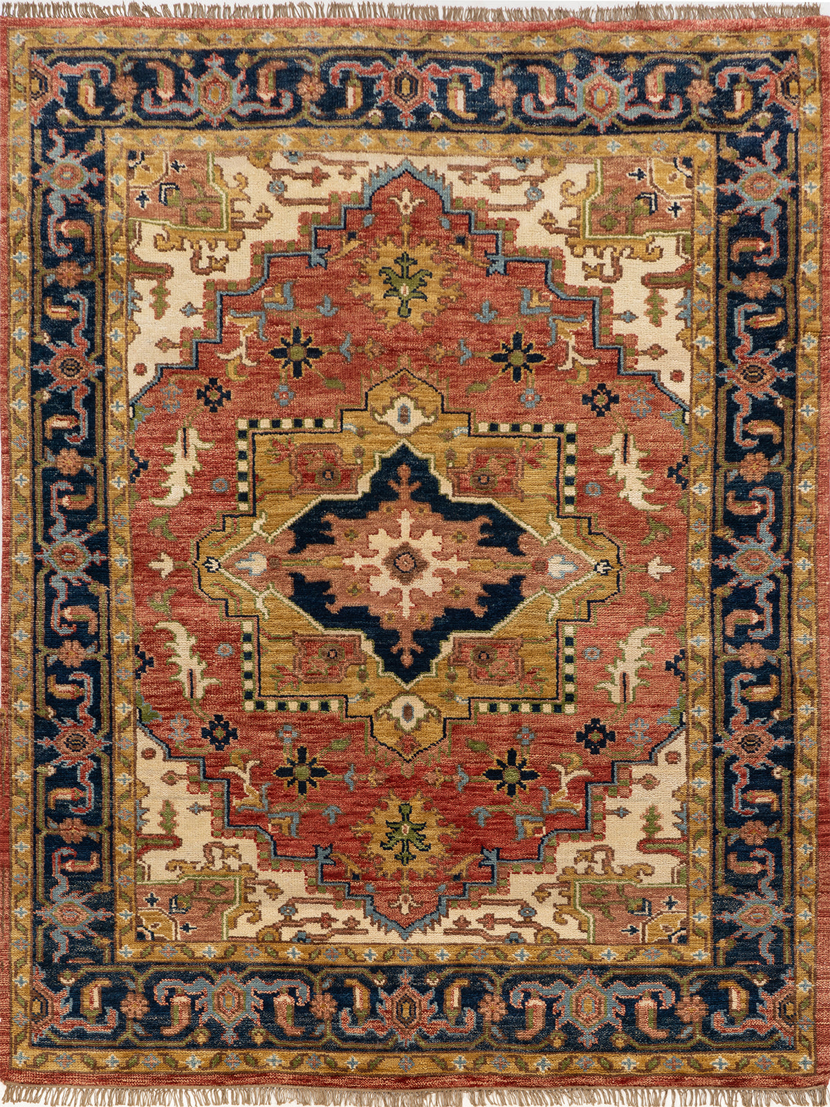 Imperial Medallion Wool Rug handspun wool rug in red tones
