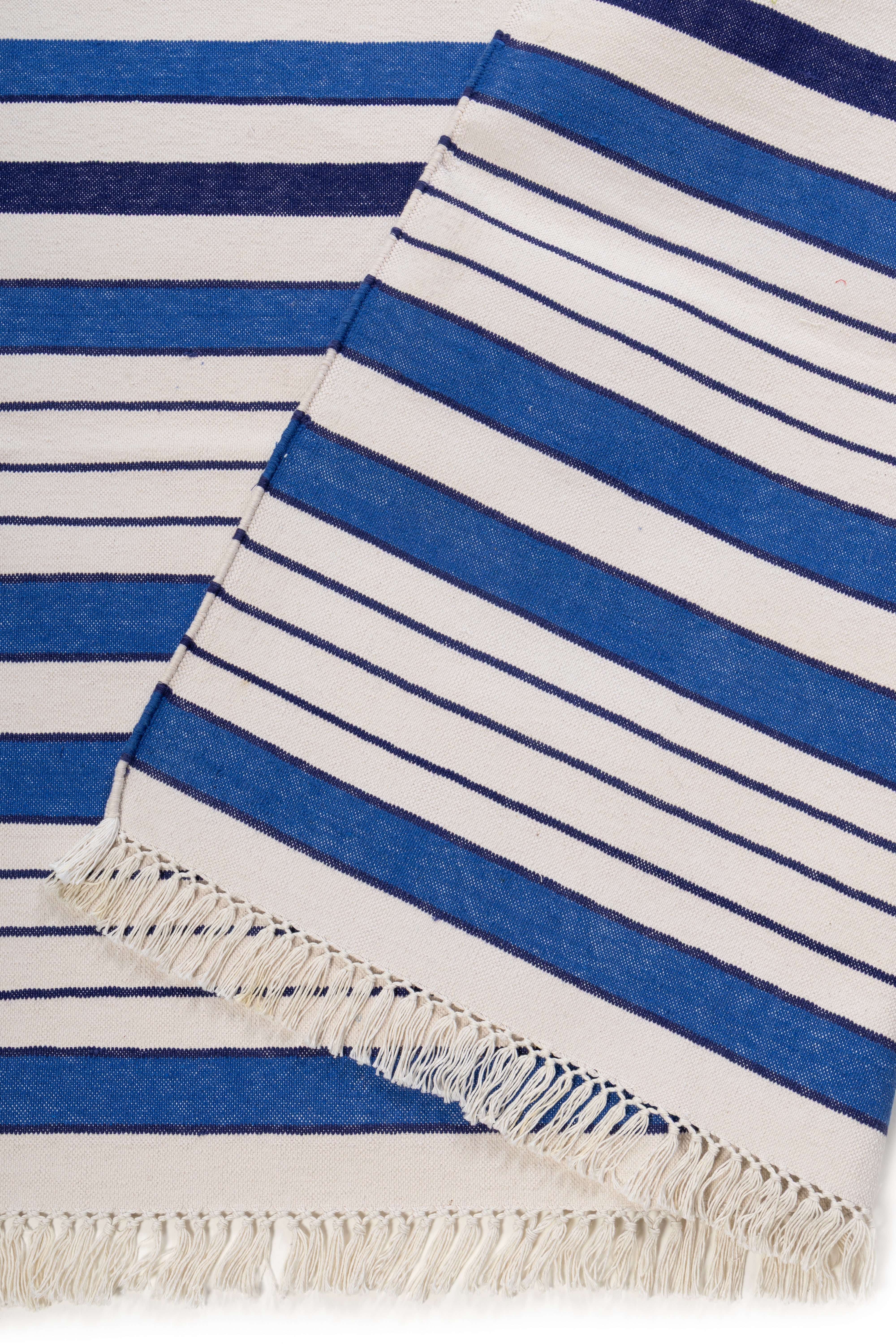 Indigo Breeze Kilim Rug detail of the geometric pattern in cotton
