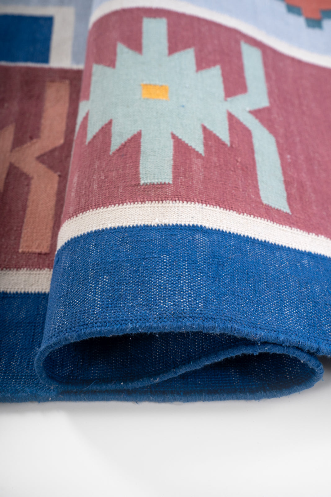 Indigo Heritage Vintage Dhurrie Rug - additional product view showing the cotton rug