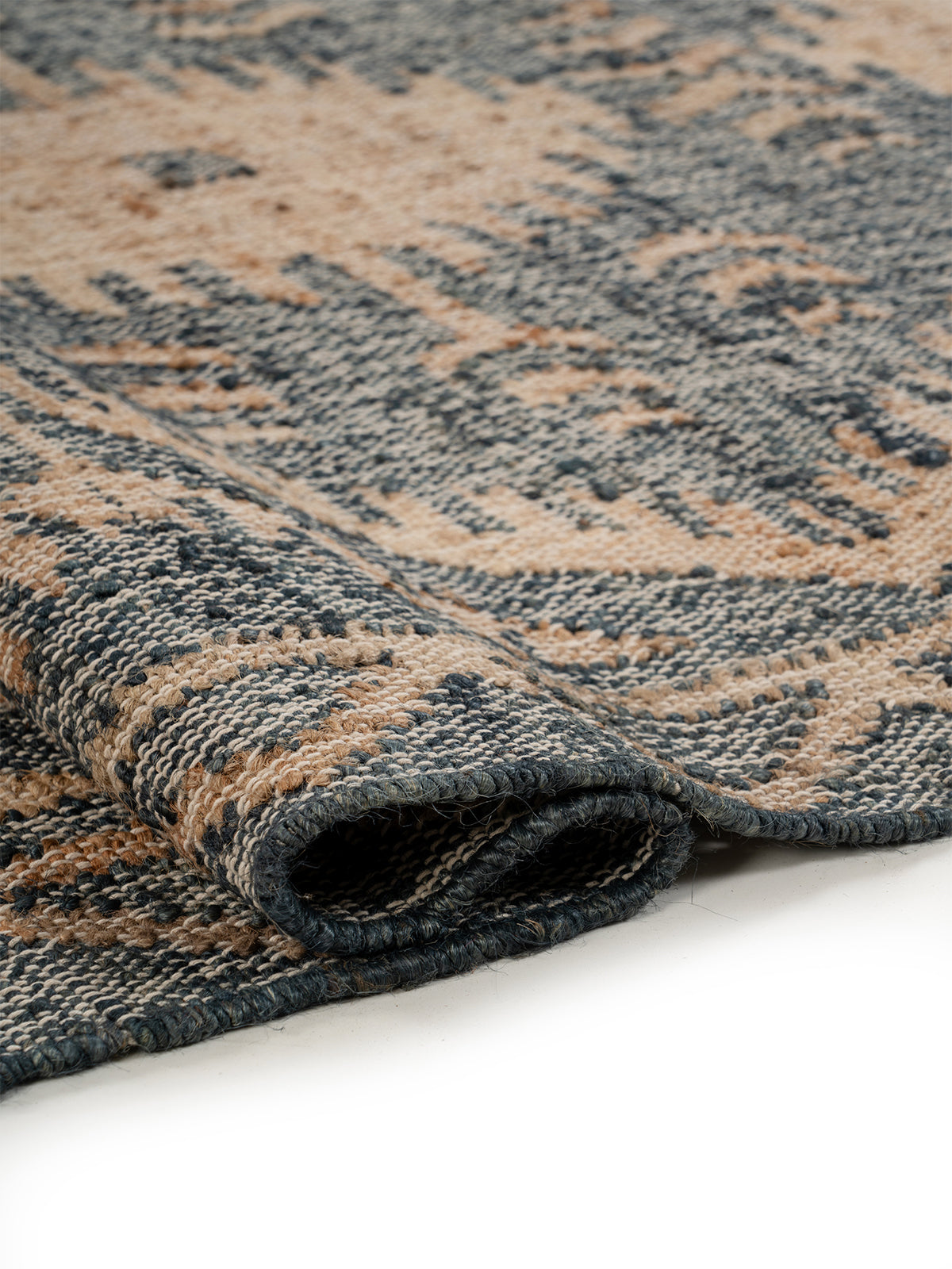 Indigo Tribal Diamond Jute Rug - additional product view showing the jute rug