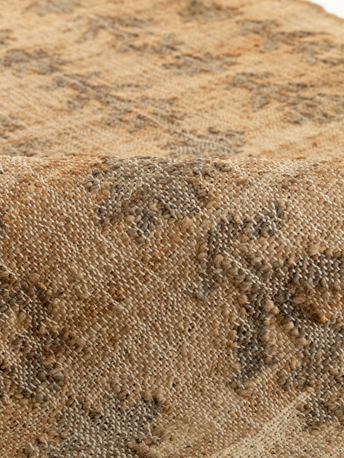Inked florals Jute Rug detail of the floral motif in jute cut pile