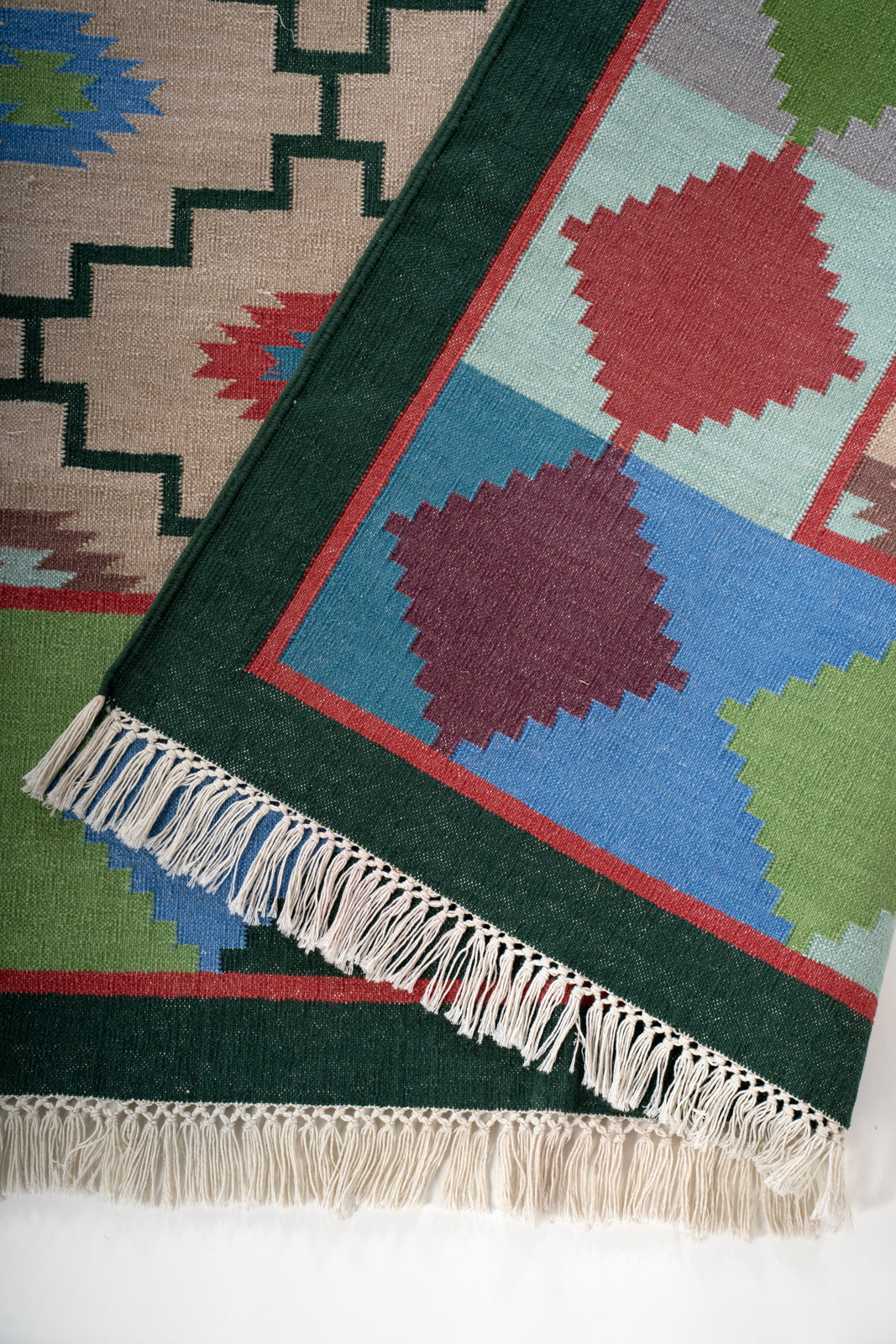 Jaisalmer Majesty Flatweave rug detail of the traditional motif in cotton