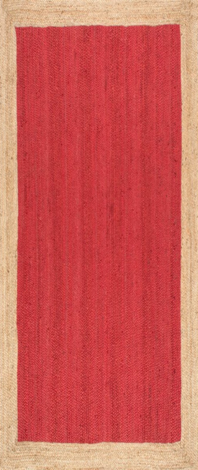 Juba jute bordered area runner-Red in jute
