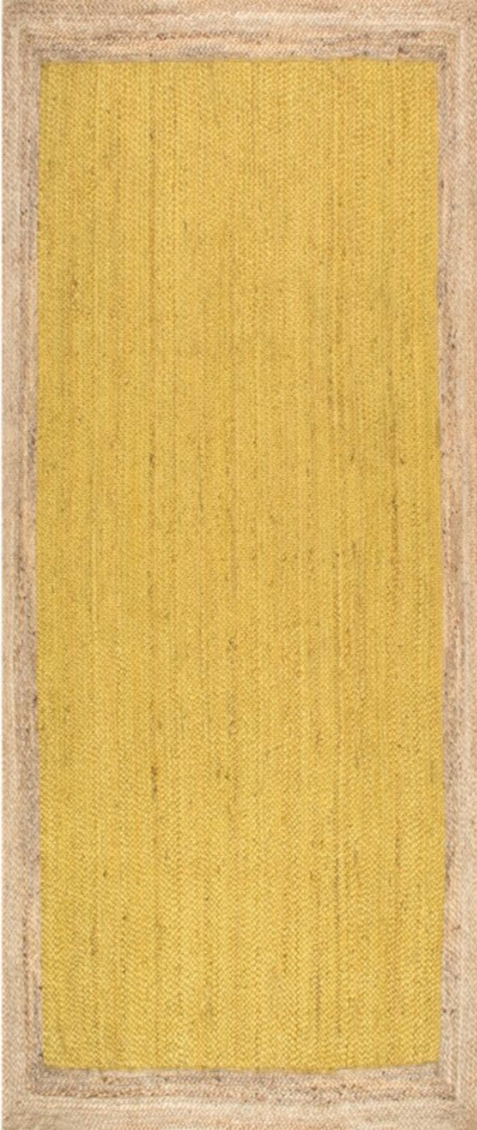 Juba jute bordered area runner-Yellow in jute