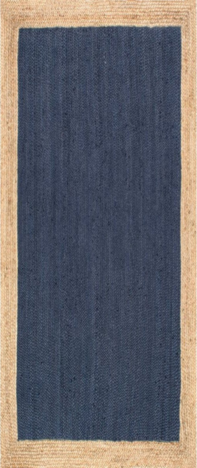 Juba Jute Bordered Runner-Navy in jute