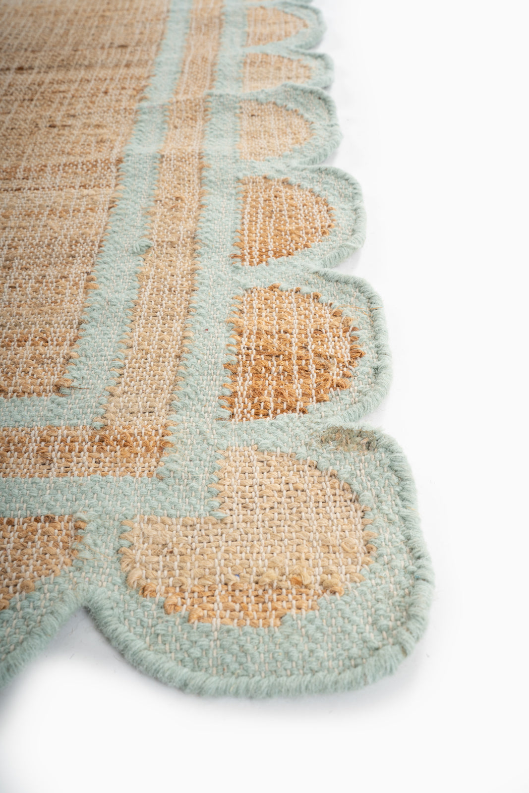 Kigali scalloped hemp rug-Mint green - additional product view showing the hemp rug