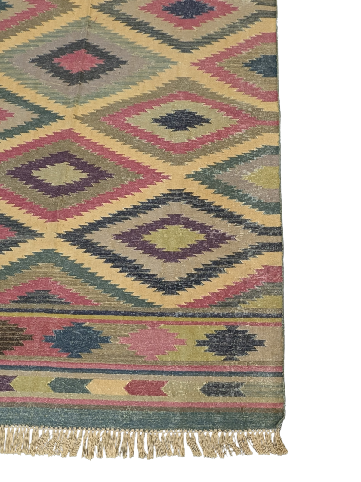 Kilim Legacy Flatweave Rug detail of the traditional motif in cotton