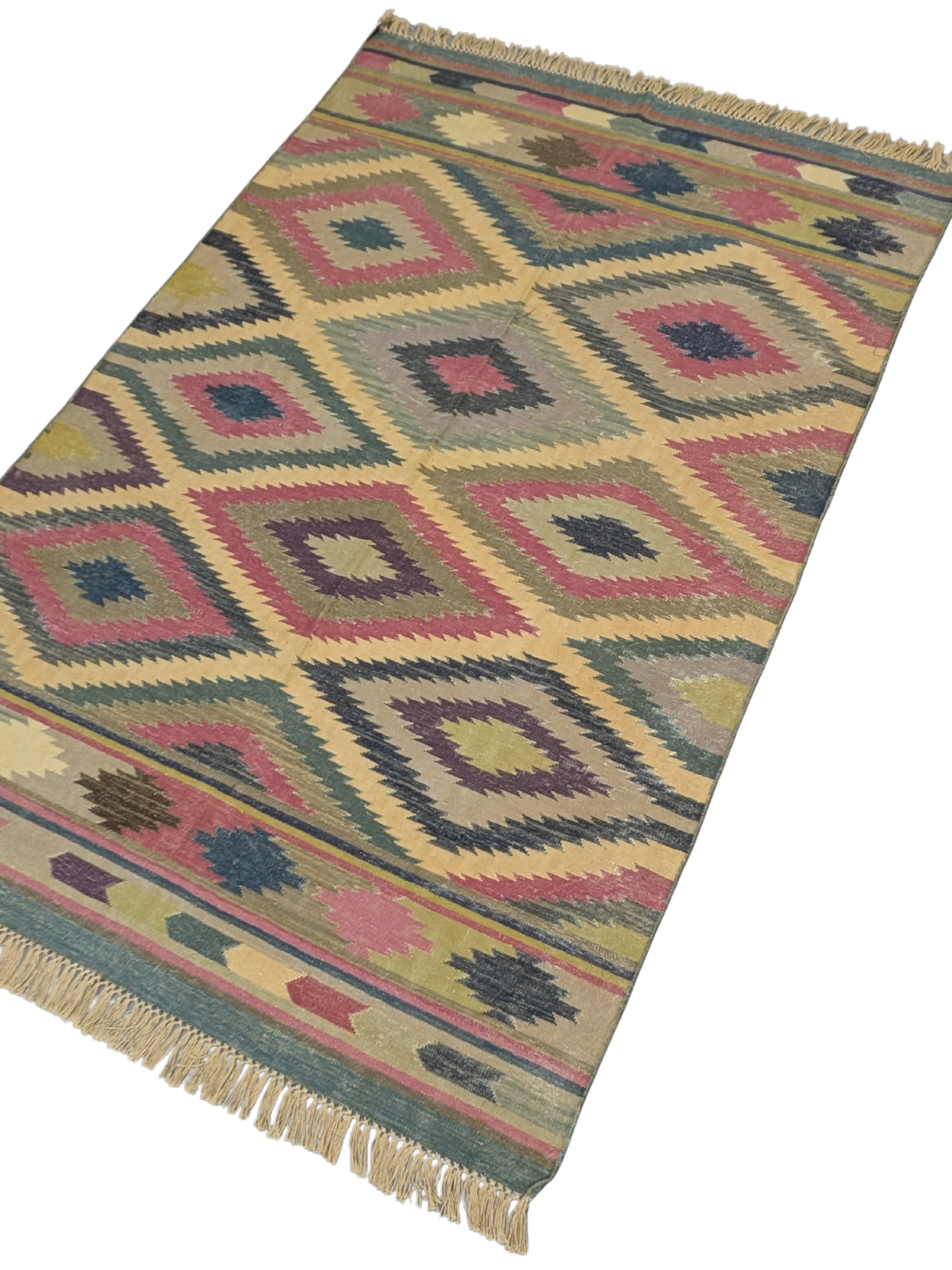 Kilim Legacy Flatweave Rug cotton rug styled in a living room interior