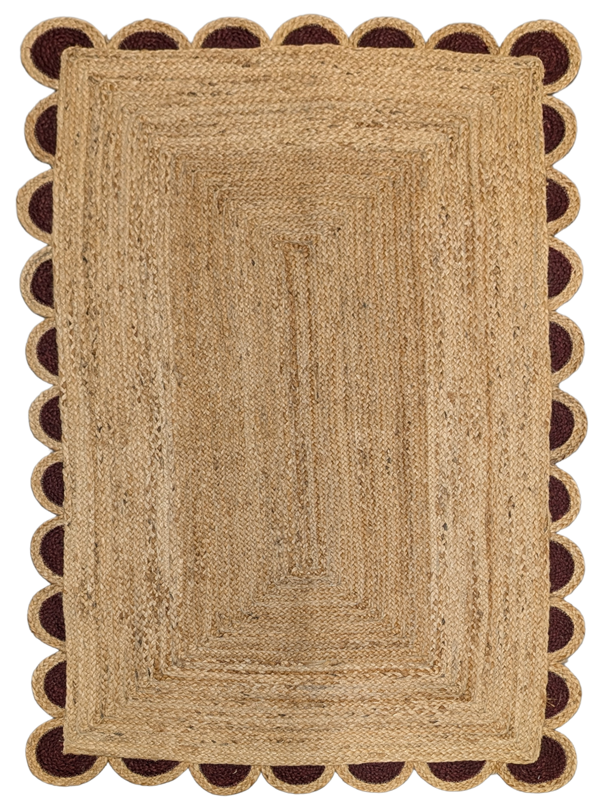 Kribi scalloped jute area rug-Black jute rug in grey tones