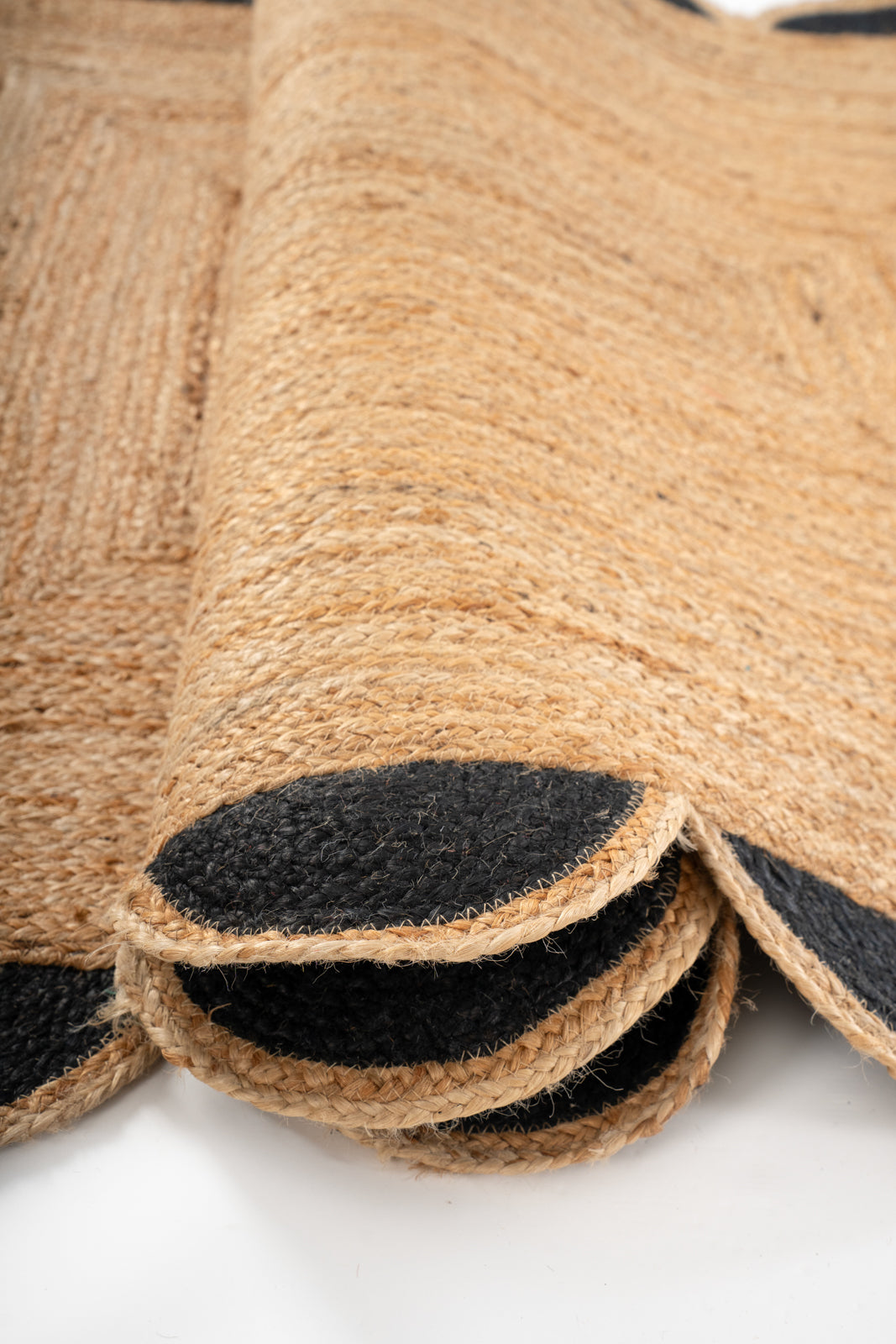 Kribi scalloped jute area rug-Jet Black - additional product view showing the jute rug