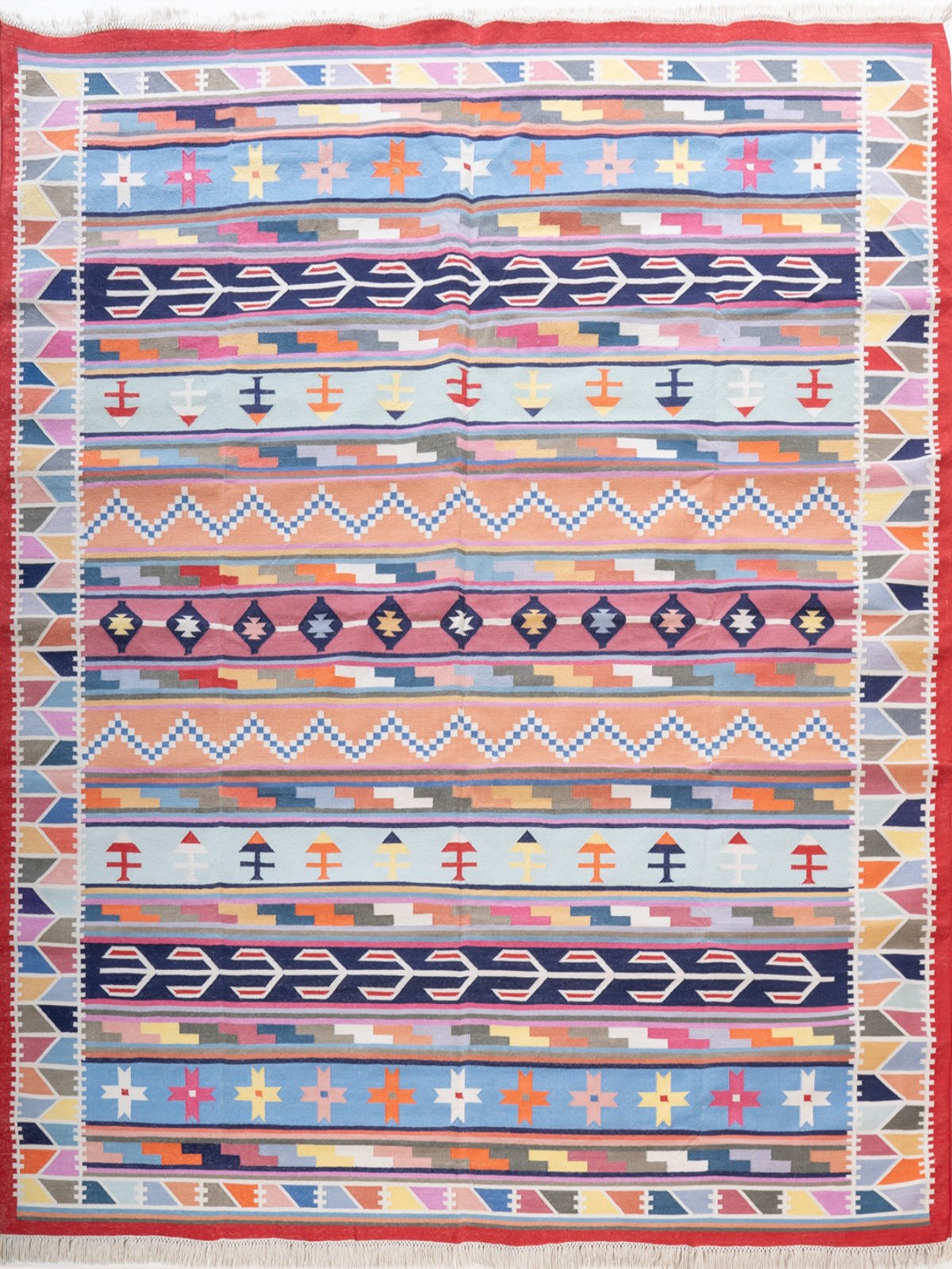 Kutch Desert Sunset Dhurrie Rug cotton rug in red tones