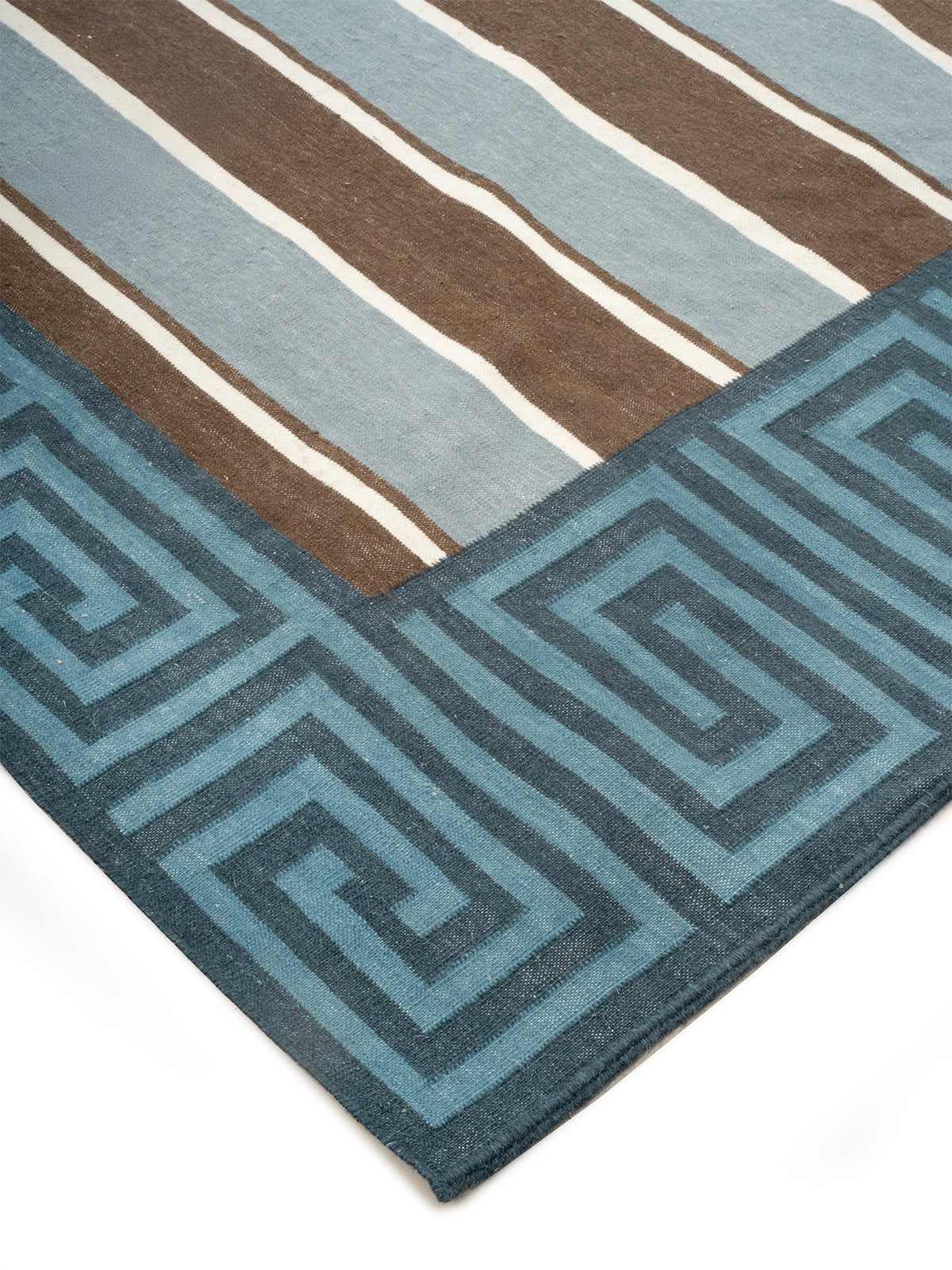 Kyma Key Border Rug close-up showing the wool weave and traditional motif